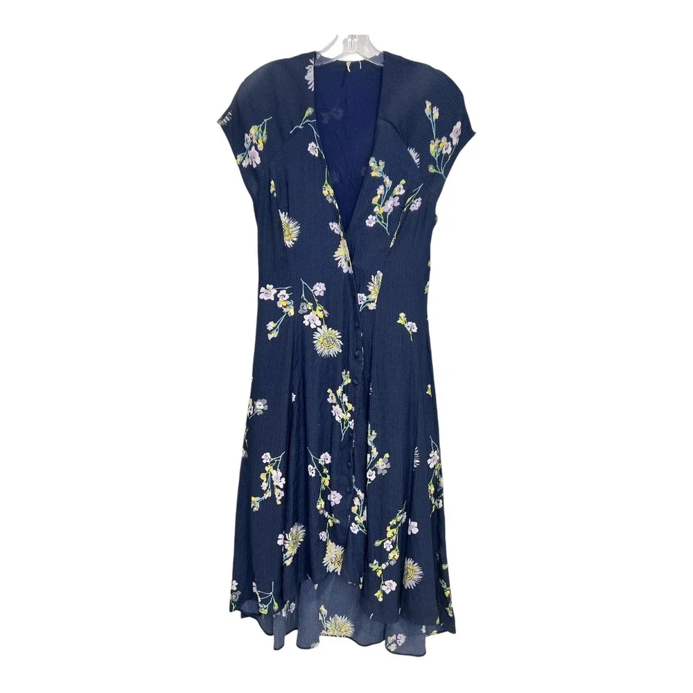 Free People NWT Lost In You Hi Low Maxi Dress Blue Floral Boho Prairie Cottage S